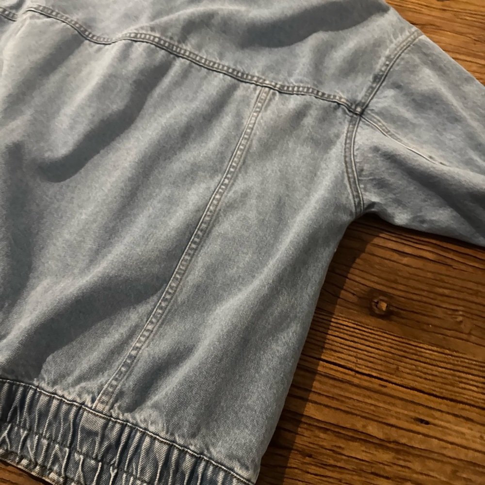 Free People Blue Denim Jacket with Cream Sherpa Collar - Picture 9 of 9